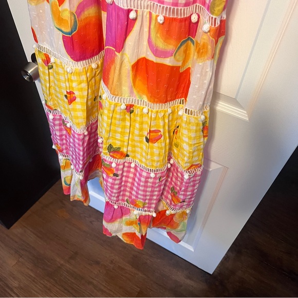Farm Rio Mixed Picnic Cashew Dress Women's S Maxi Colorful Adjustable Halter - Picture 10 of 13